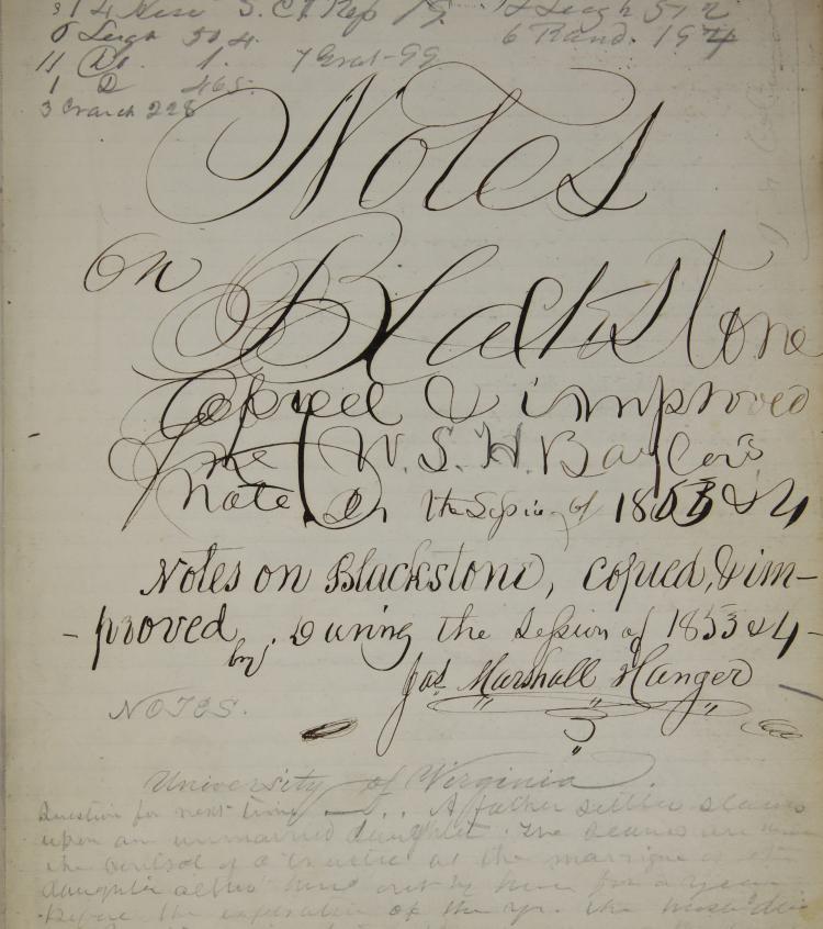 Image of an early page of Hanger student notebook featuring large handwriting