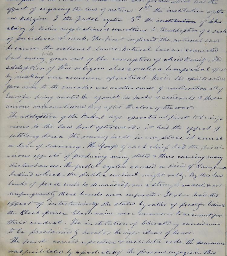 Image of an early page of Henshaw student notebook