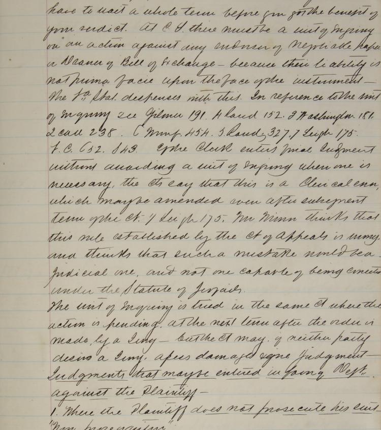 Image of an early page of Washington student notebook